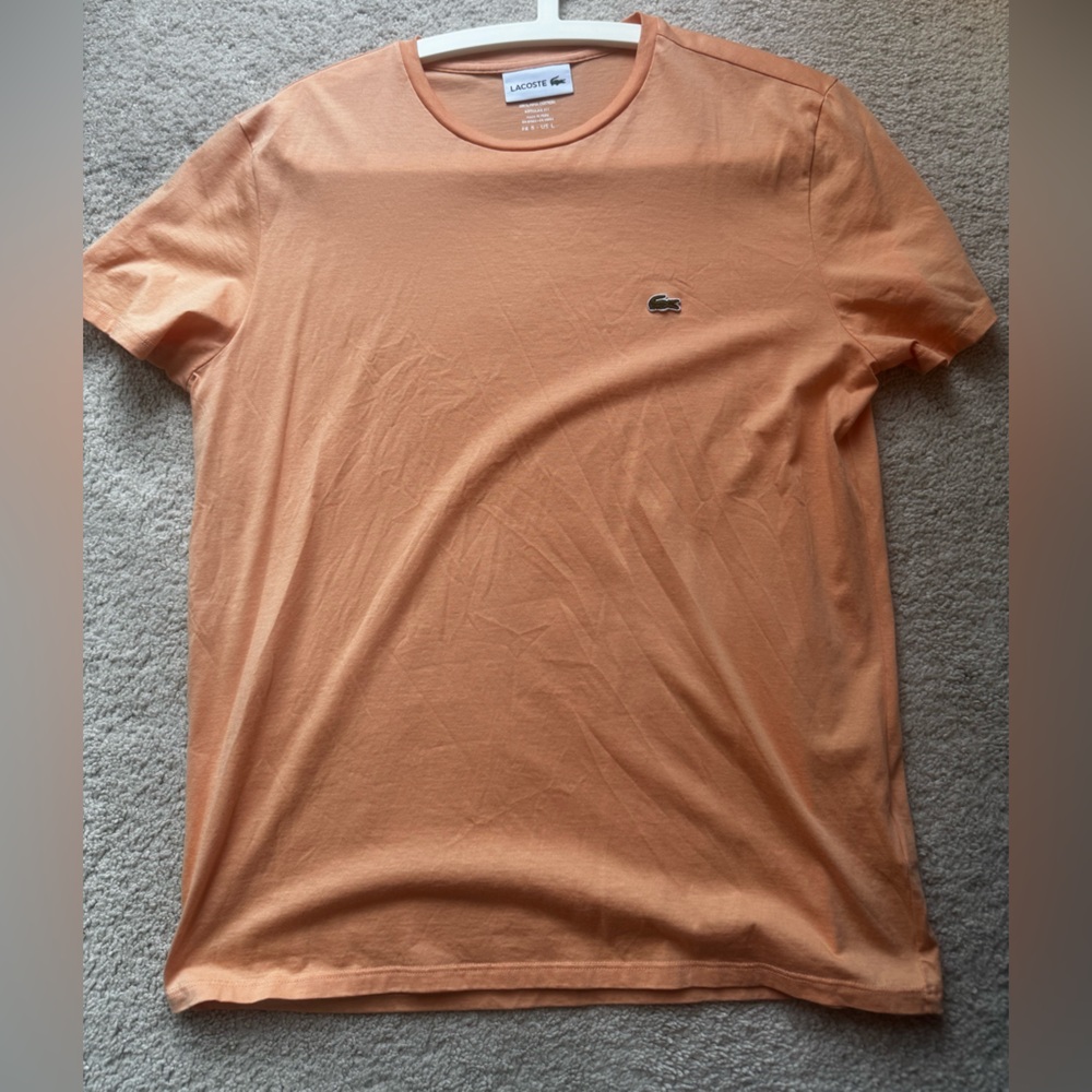 Lacoste Men's Peach-Orange Crewneck Short Sleeve Tee